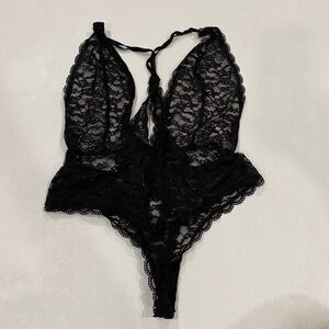 Victoria’s Secret Black Lace Bodysuit One Piece Lingerie Size M